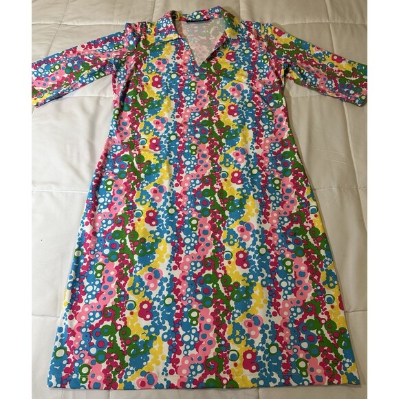 Katherine Way Shift Dress Made in USA Large Versaway 3/4 Sleeve Collared VNeck - Picture 1 of 9